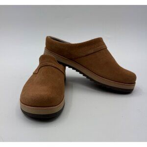 Merrell Suede Juno Slip-On Clogs Womens Size 8 Light Brown Comfort Casual Shoe